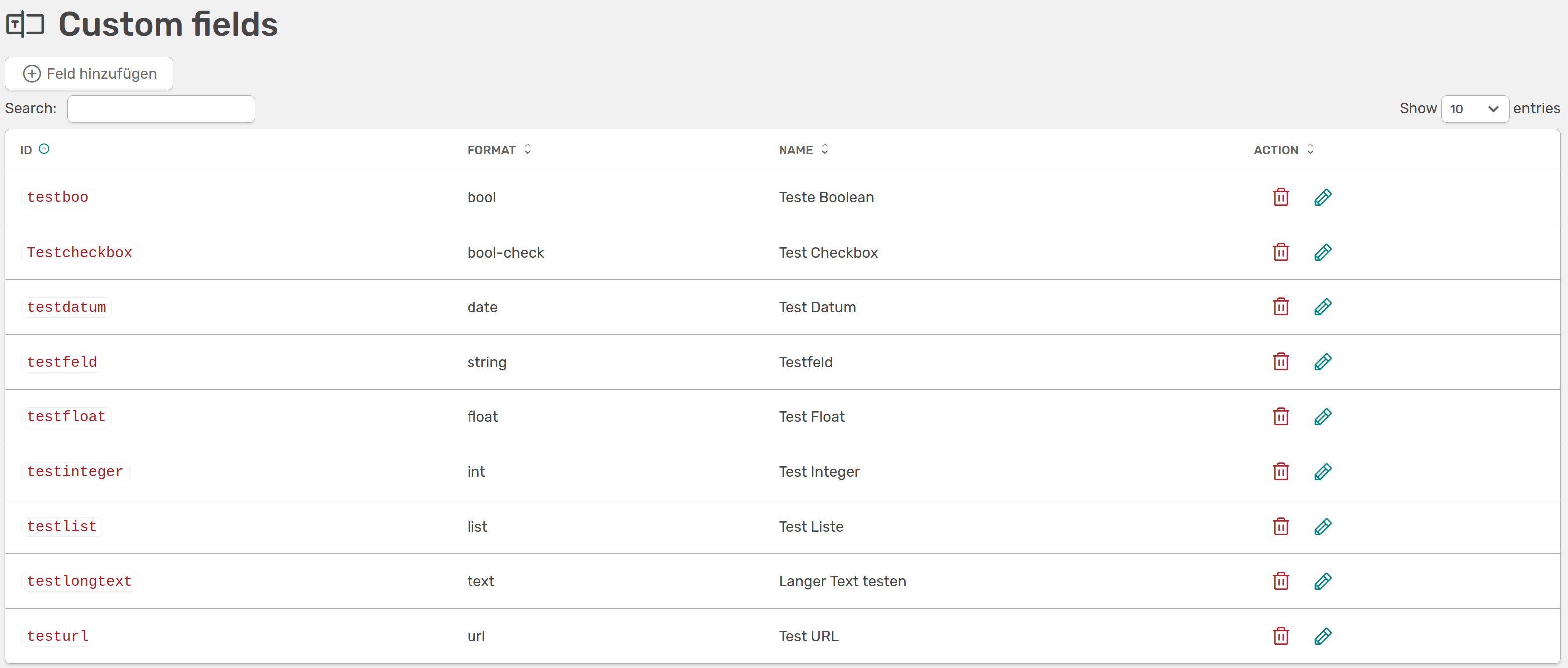 custom fields