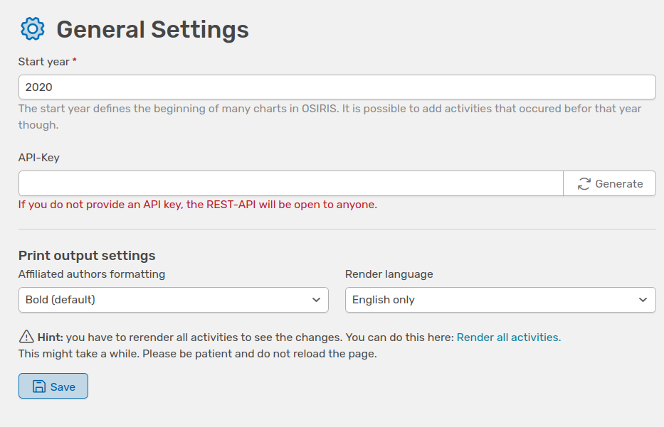 general settings