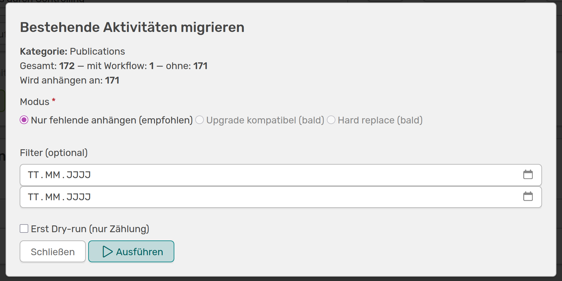 Widget Migration Aktivitäten