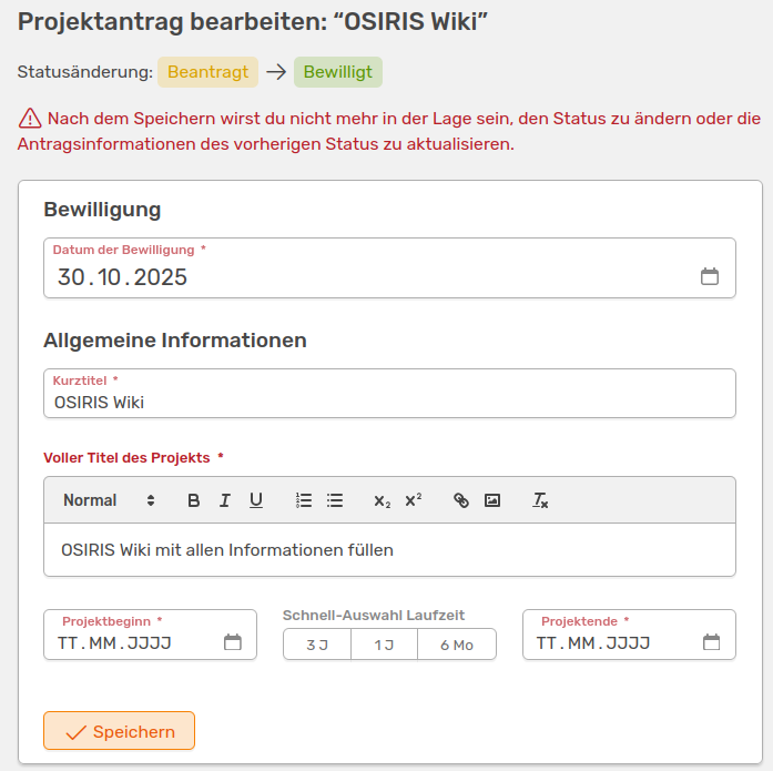 Antrag bewilligt