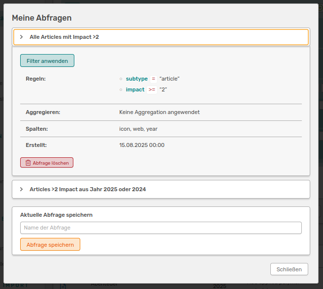 Widget Suche speichern