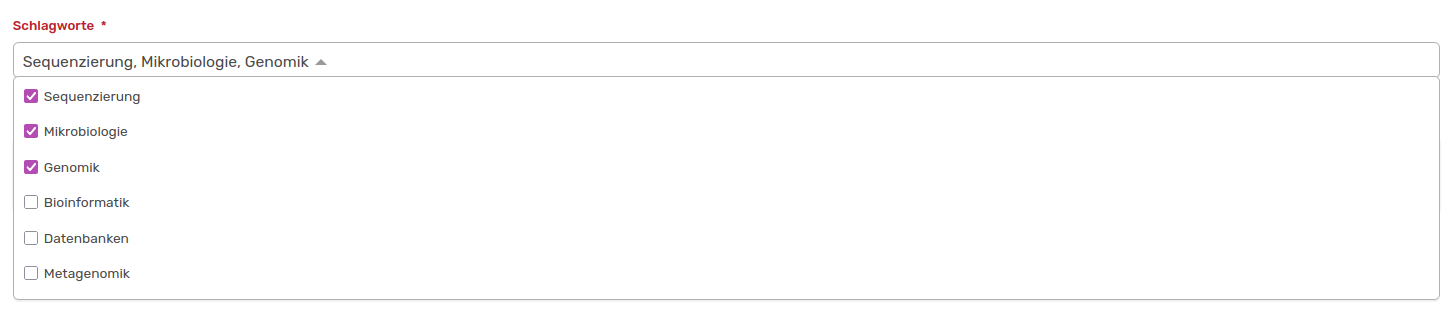 Datenfeld Schlagwort