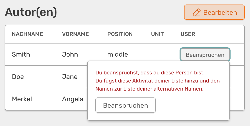 Aktivität beanspruchen