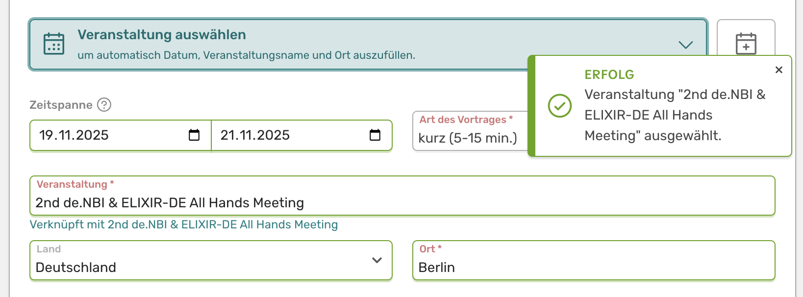 Vorausgefüllte Daten