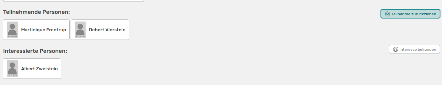 Anzeige Teilnehmer