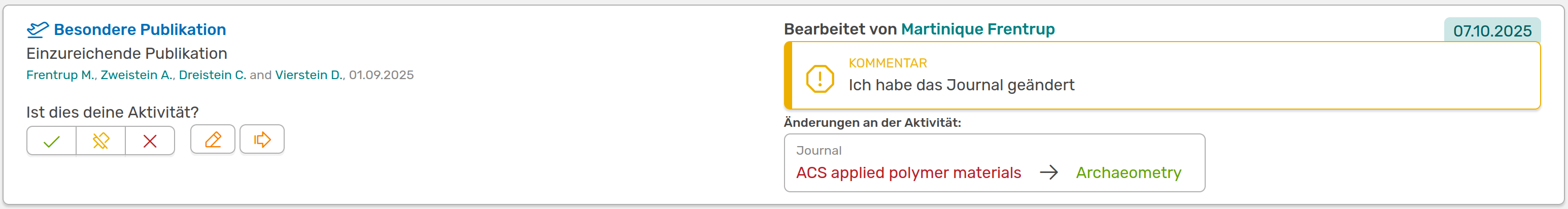 Änderung Aktivität