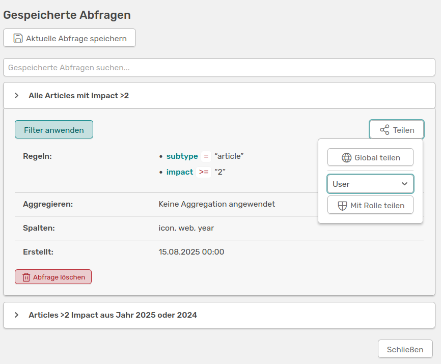 Widget Suche speichern